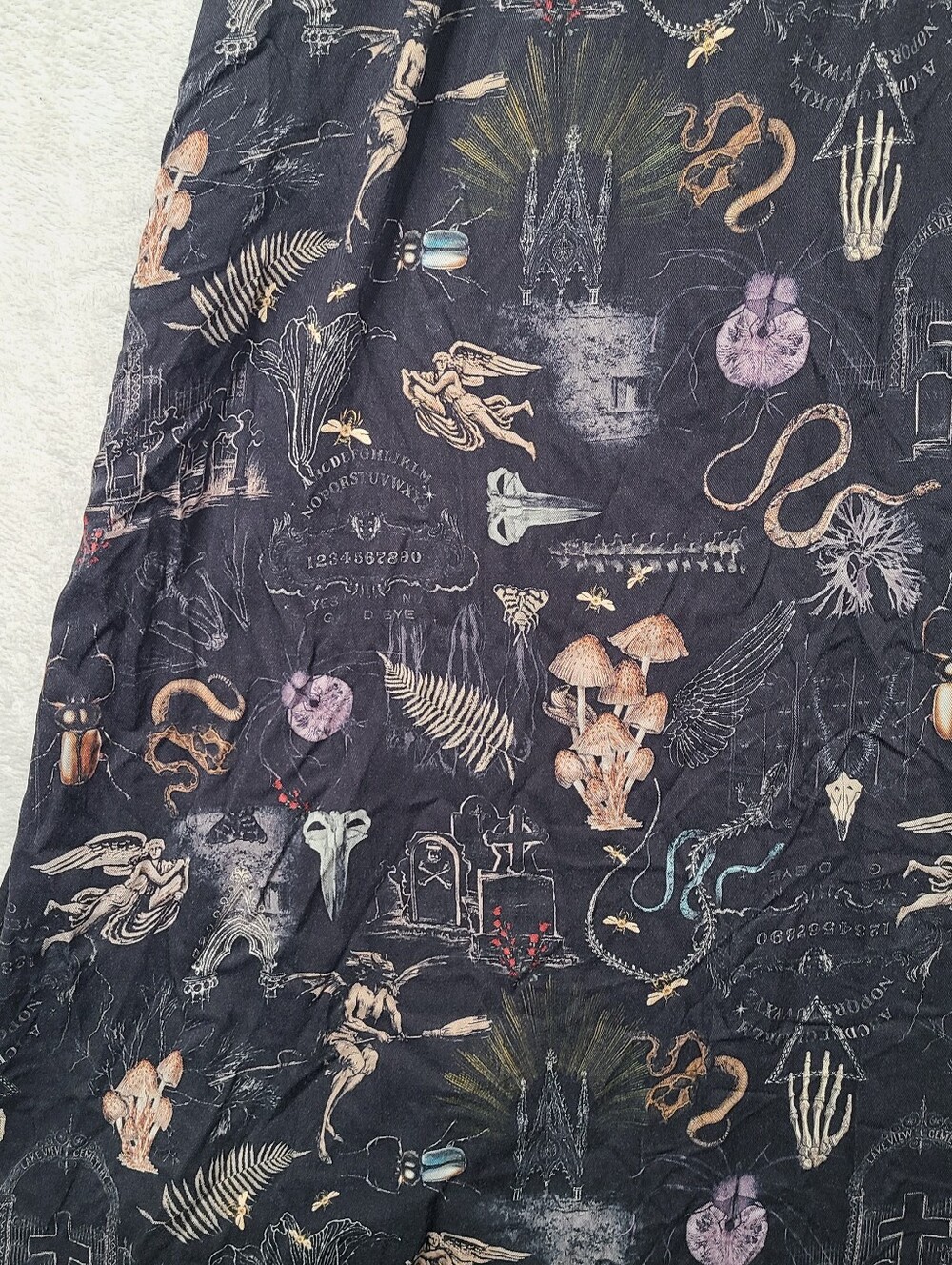 Disturbia Mushroom Graveyard Snakes Dress Size US 6 Black Gothic Whimsical - Picture 9 of 13